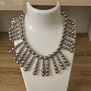 Banana Republic Silver Statement Necklace with Sunburst Design